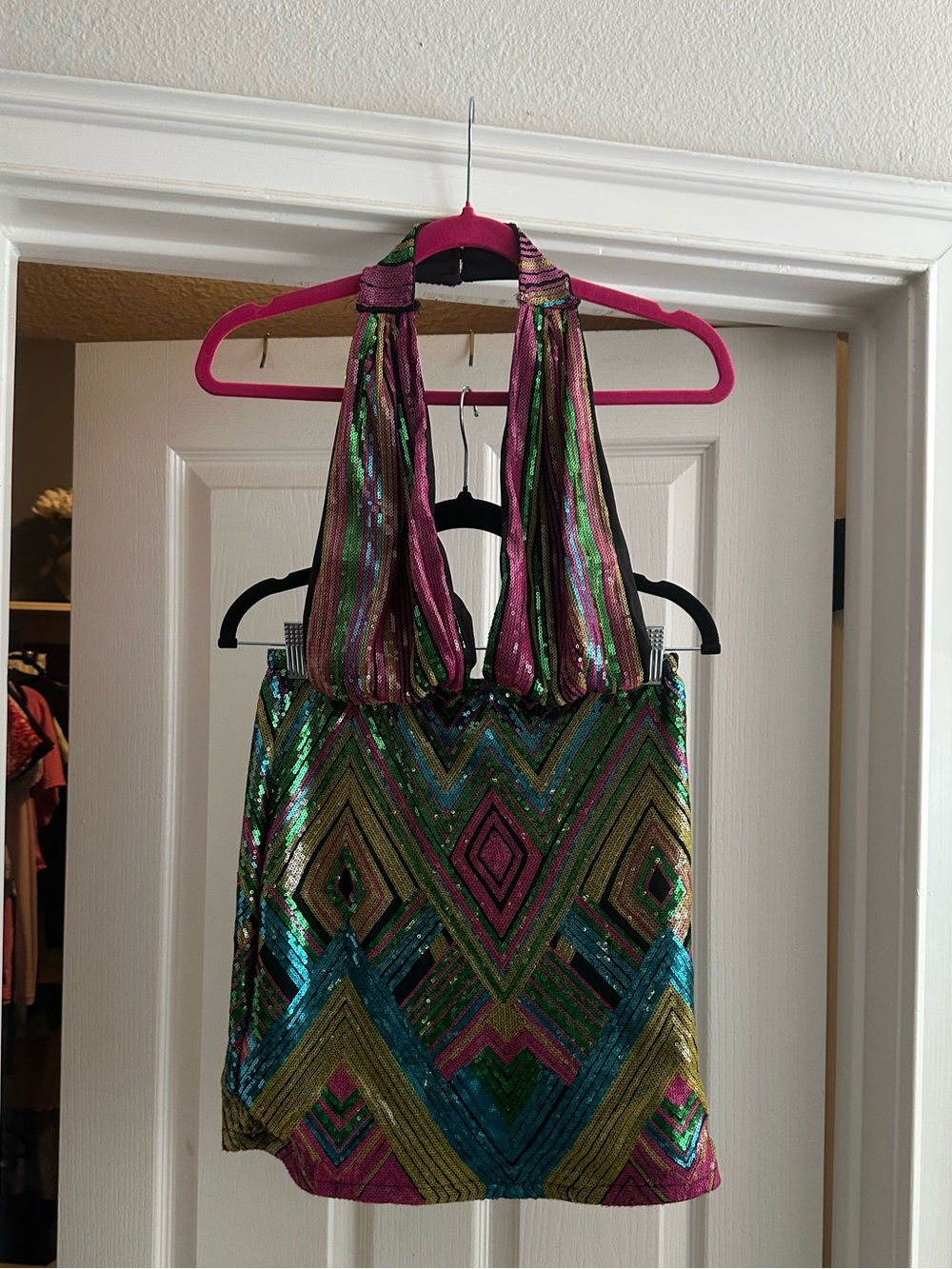 NWT All Types Sequin Mini Halter Dress | Small - Picture 2 of 8